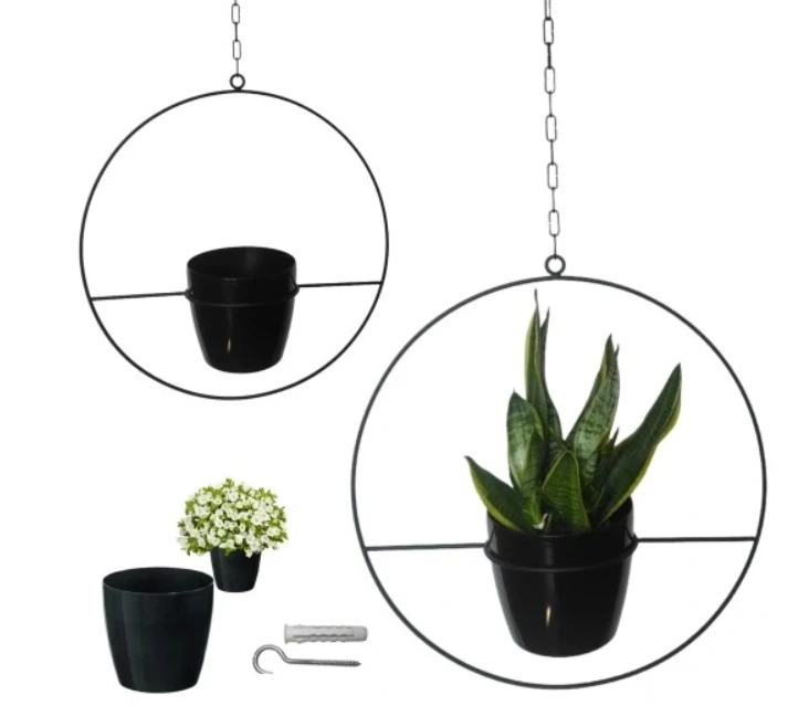 Kwietnik wiszący metalowy + osłonka