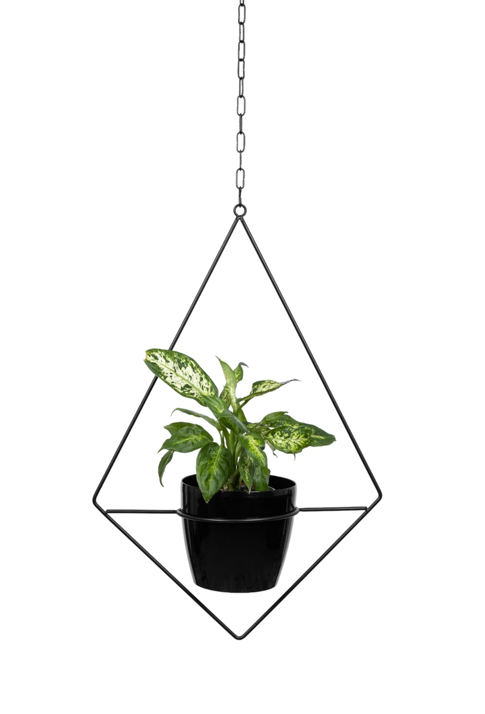 Kwietnik wiszący metalowy diament + osłonka + łańcuch