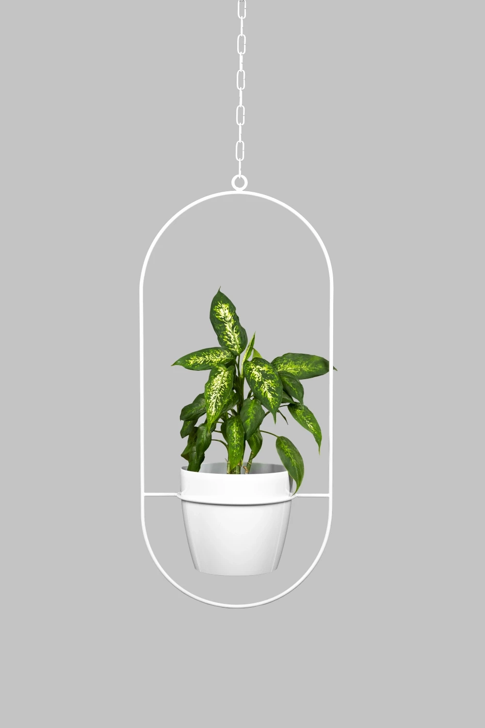 Kwietnik wiszący metalowy owal + osłonka + łańcuch