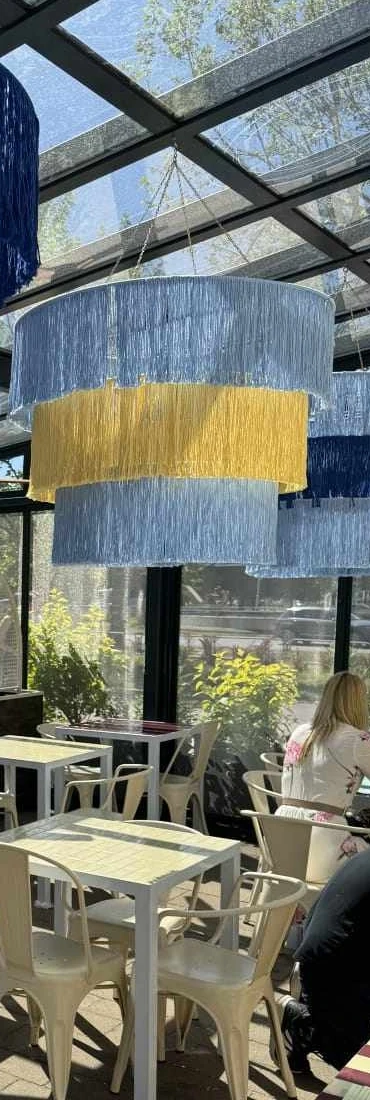 Trzykolorowy abażur sznurkowy  handmade 100x80