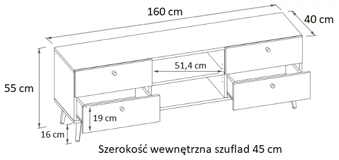 Szafka RTV na drewnianych nogach