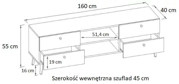 Szafka RTV na drewnianych nogach