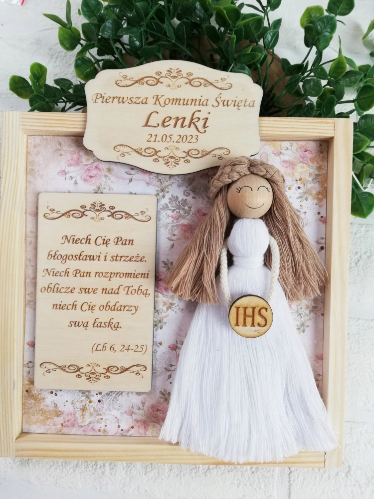 Aniołek handmade Chrzest Komunia Prezent Pamiątka