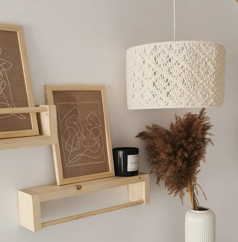 Lampa boho abażur pleciony makrama