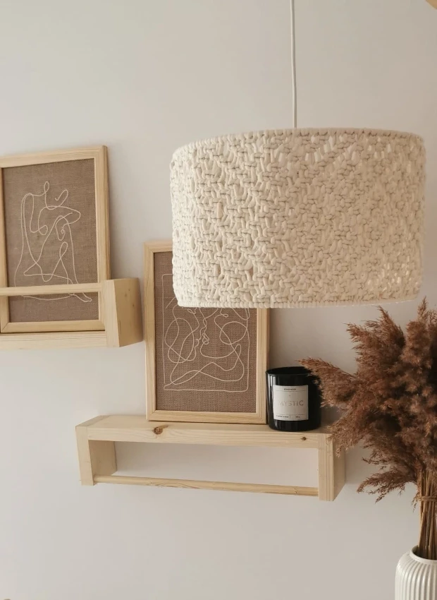 Lampa boho abażur pleciony makrama