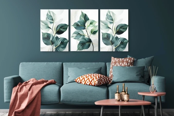 Obraz na płótnie tryptyk zielony liscie