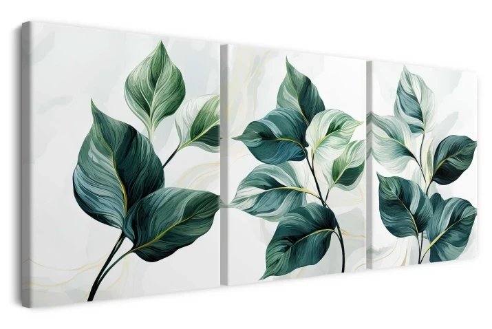 Obraz na płótnie tryptyk zielony liscie