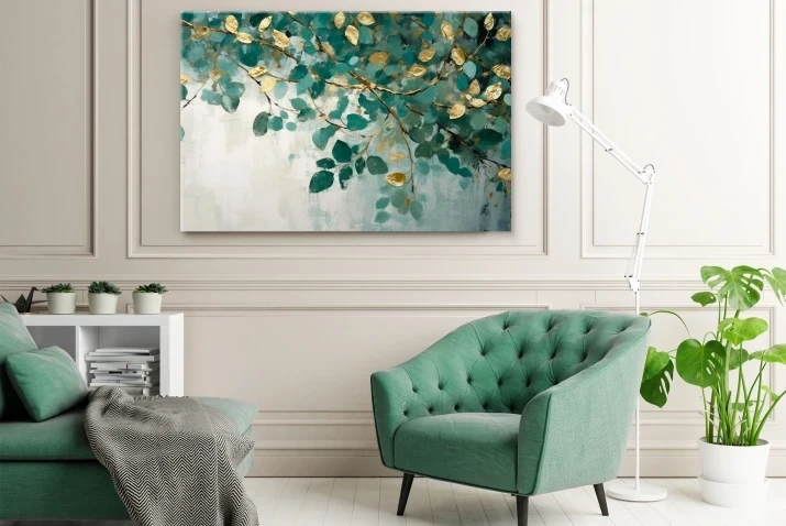 Obraz na płótnie canvas zielony, złoty liście