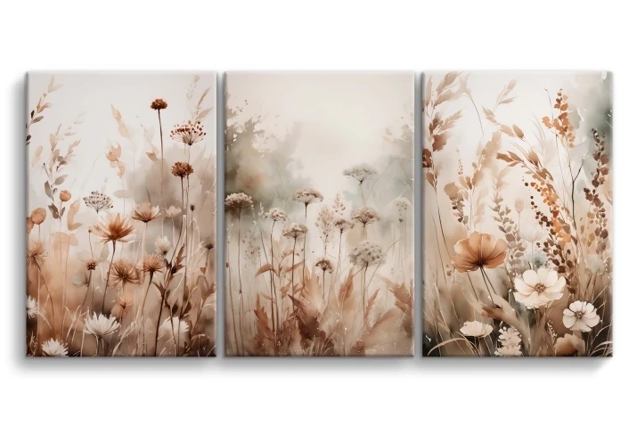 tryptyk boho, obraz kwiaty