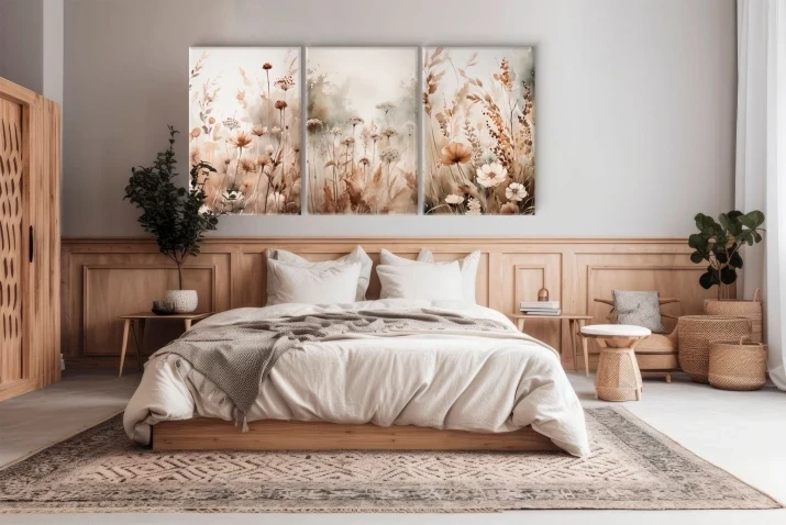 tryptyk boho, obraz kwiaty