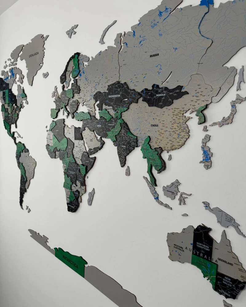 Drewniana mapa Świata 3D