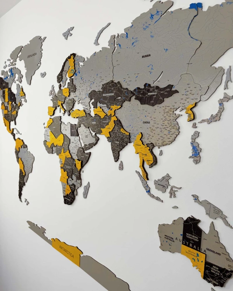 Drewniana mapa Świata 3D