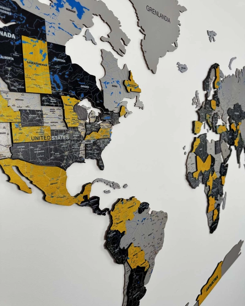 Drewniana mapa Świata 3D