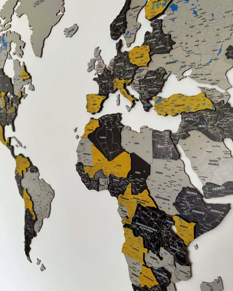 Drewniana mapa Świata 3D