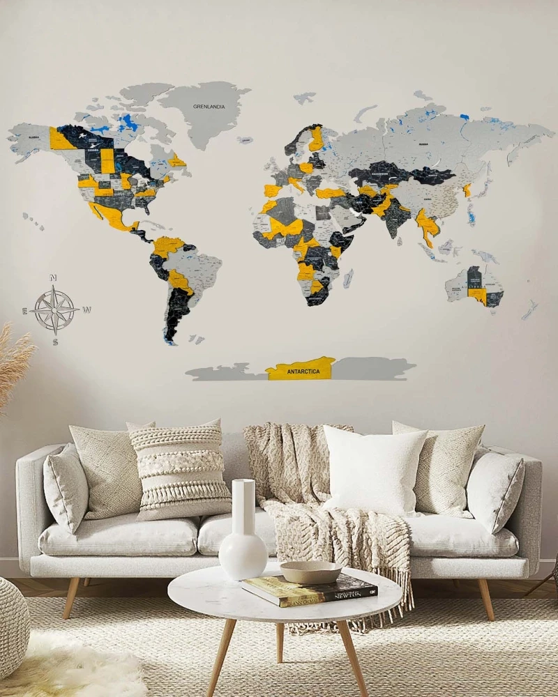 Drewniana mapa Świata 3D