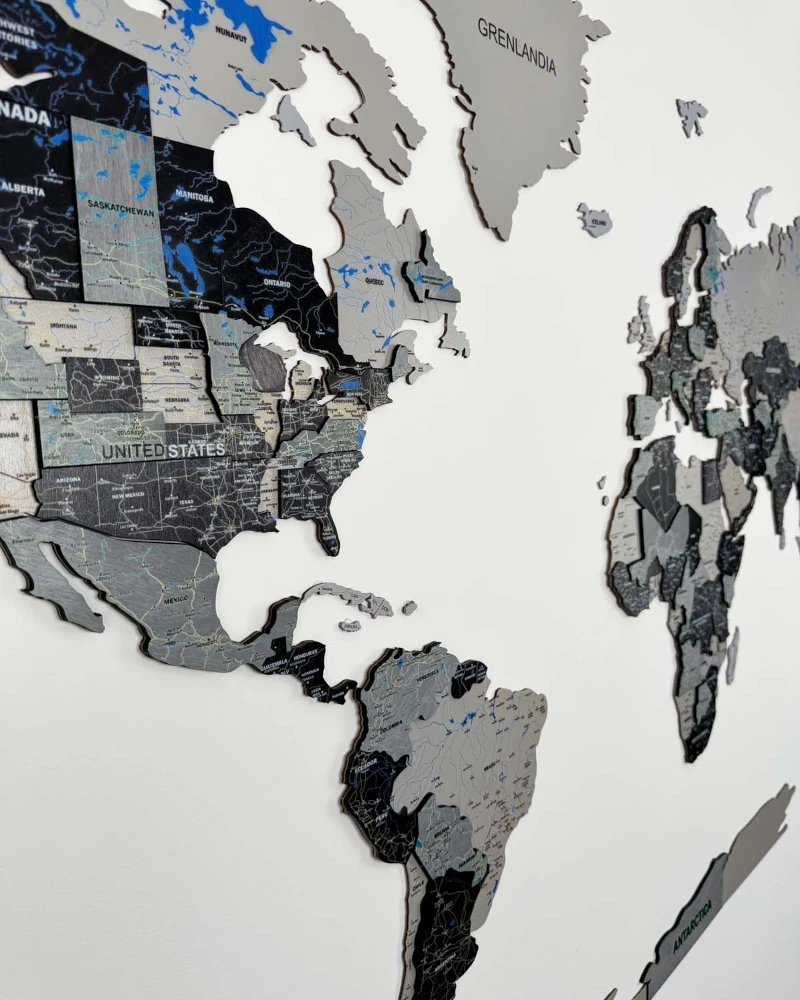 Drewniana mapa Świata 3D