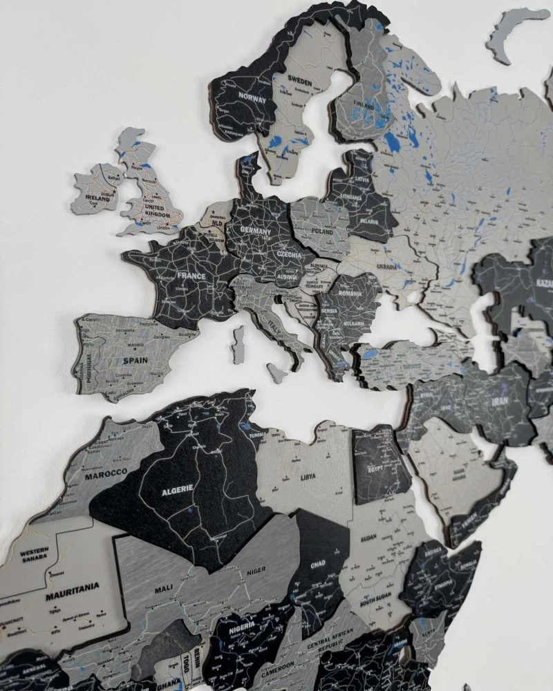 Drewniana mapa Świata 3D