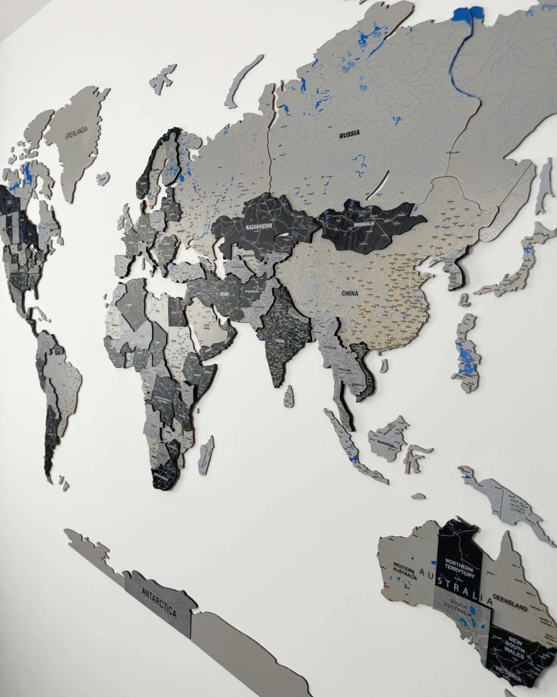 Drewniana mapa Świata 3D