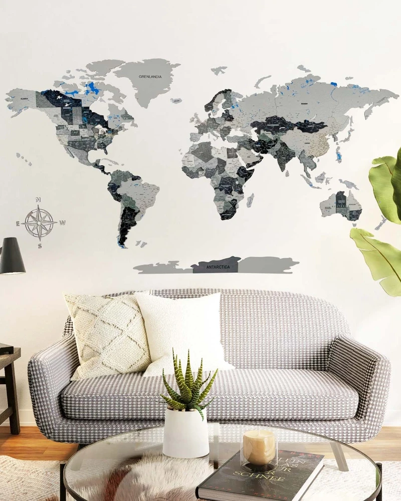 Drewniana mapa Świata 3D