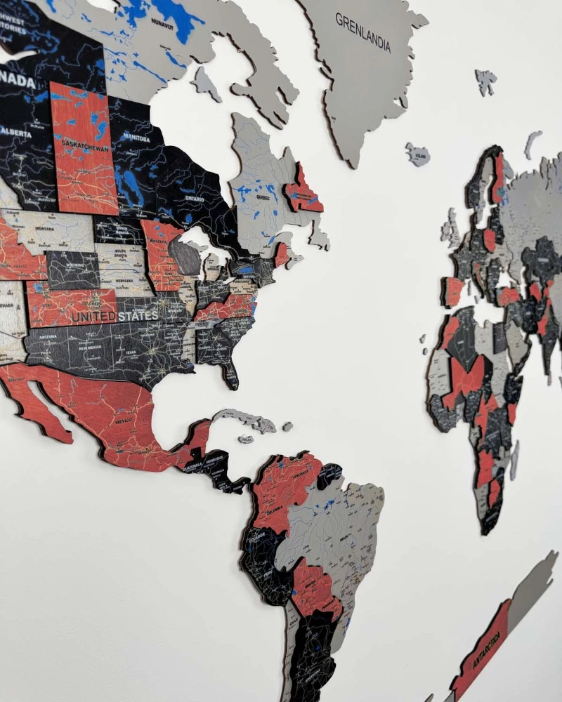 mapa Świata 3D Premium Ruby