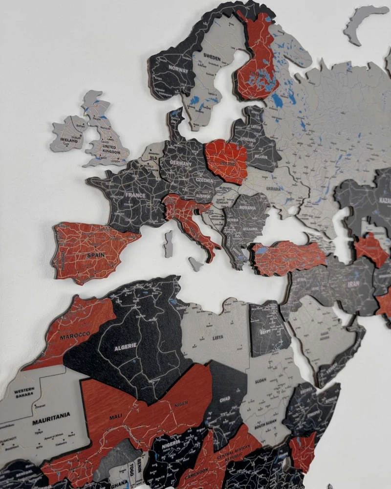 mapa Świata 3D Premium Ruby