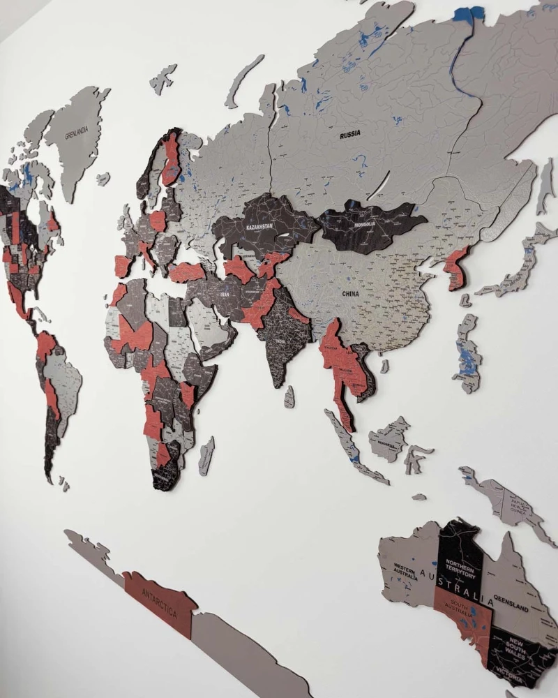 mapa Świata 3D Premium Ruby