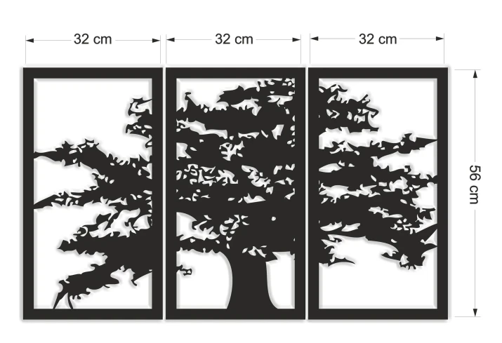 Ażurowy obraz tryptyk panel  dekoracyjny drzewo