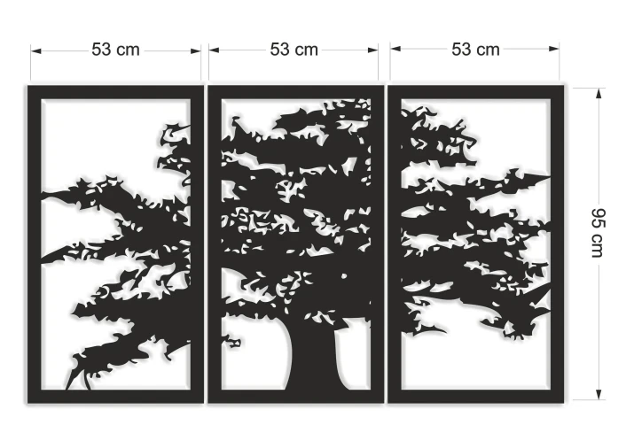 Ażurowy obraz tryptyk panel  dekoracyjny drzewo