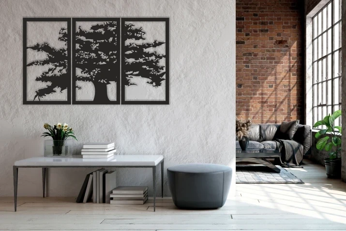 Ażurowy obraz tryptyk panel  dekoracyjny drzewo