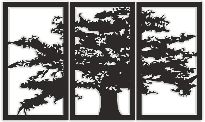 Ażurowy obraz tryptyk panel  dekoracyjny drzewo