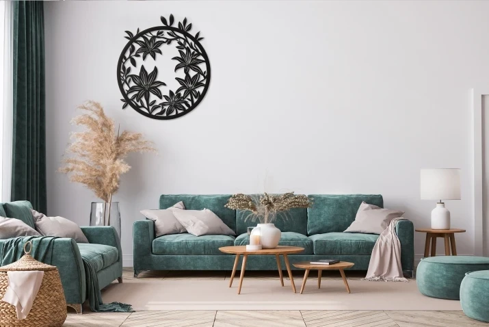 Ażurowy obraz okrągły kwiaty