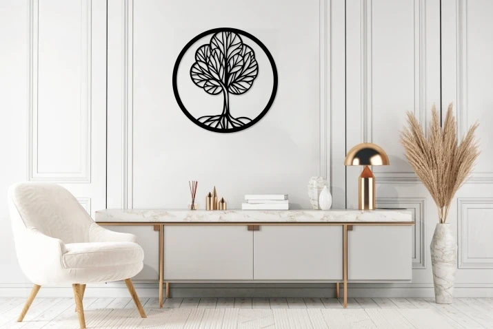 Ażurowy obraz okrągły drzewo