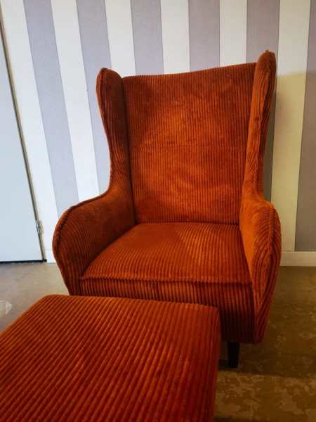 Fotel uszak sztruks  rudy
