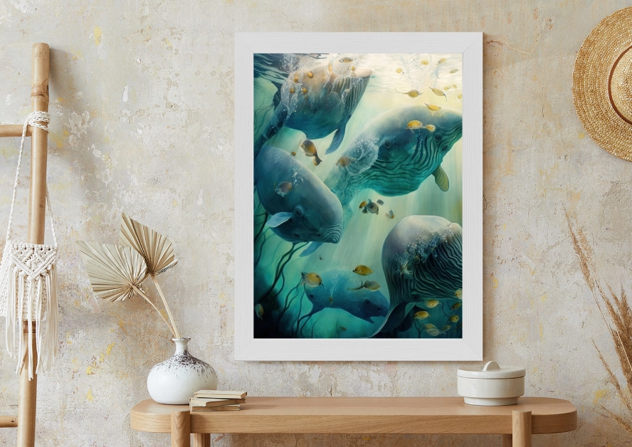Plakat Wieloryby Morskie Stworzenia