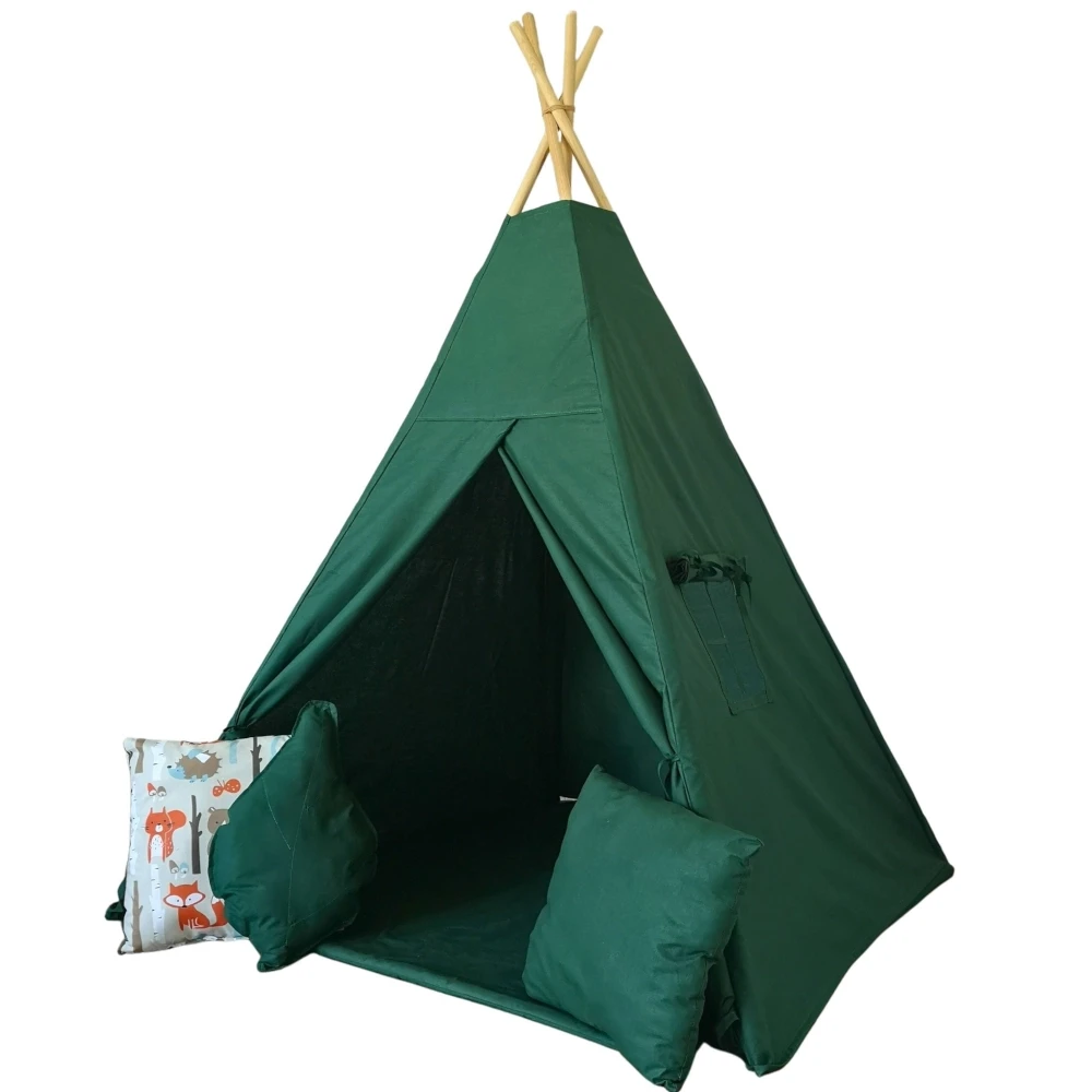 Tipi mata + 3x poduszki zieleń butelkowa