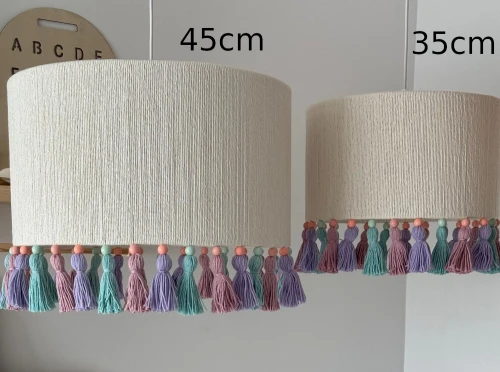 lampa z frędzlami ręcznie robiona