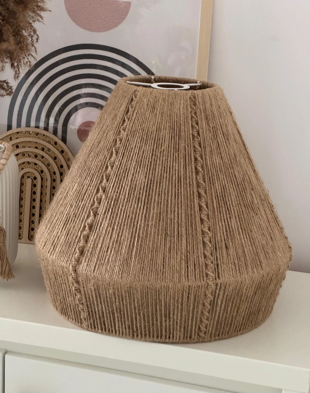 Lampa z abażurem stożek handmade juta
