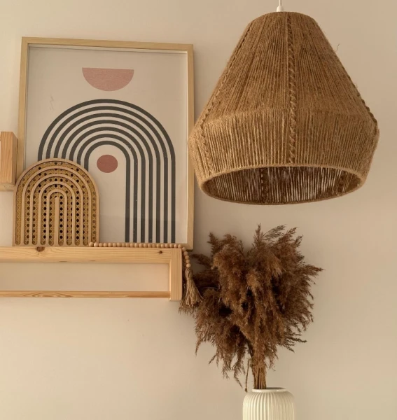 abażur stożek handmade juta