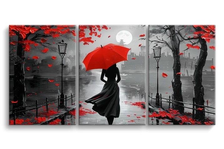 Obraz czerwony parasol