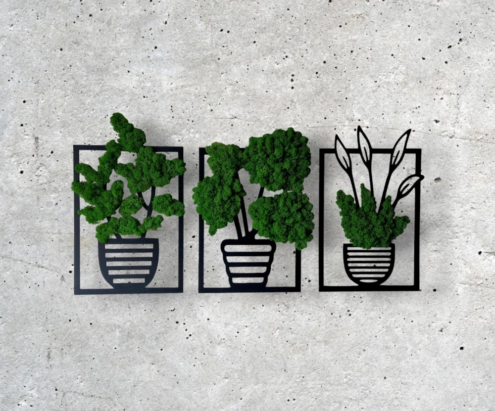 Obraz z chrobotkiem chrobotek tryptyk kwiaty