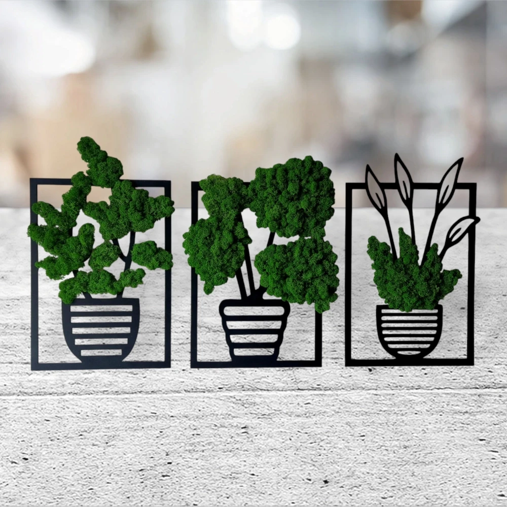 Obraz z chrobotkiem chrobotek tryptyk kwiaty