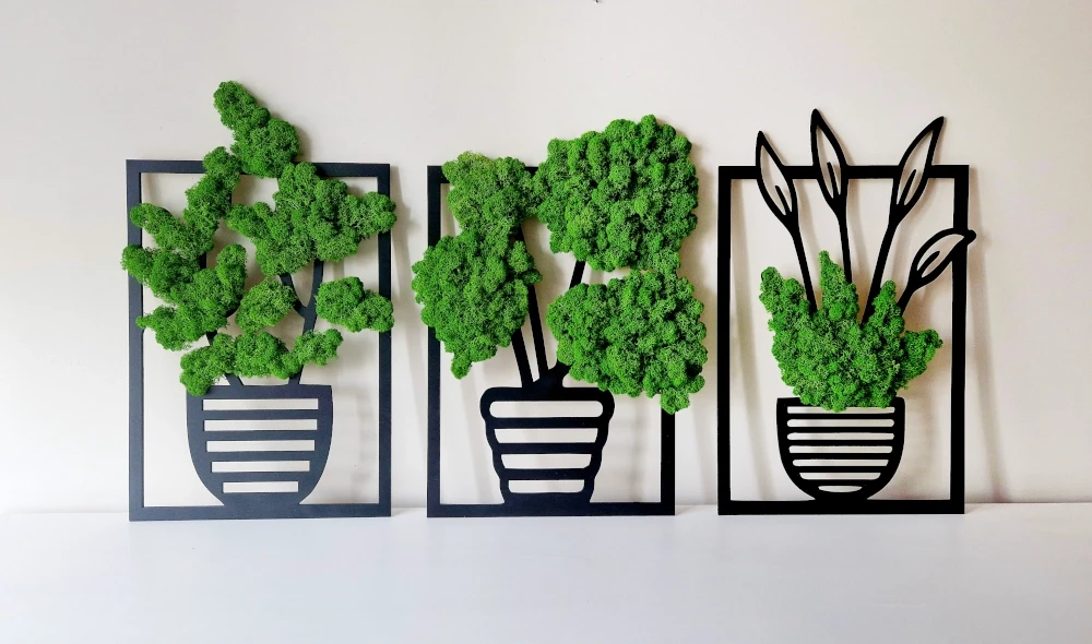 Obraz z chrobotkiem chrobotek tryptyk kwiaty