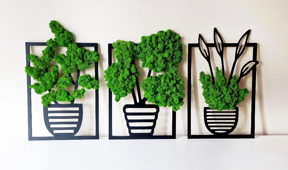 Obraz z chrobotkiem chrobotek tryptyk kwiaty