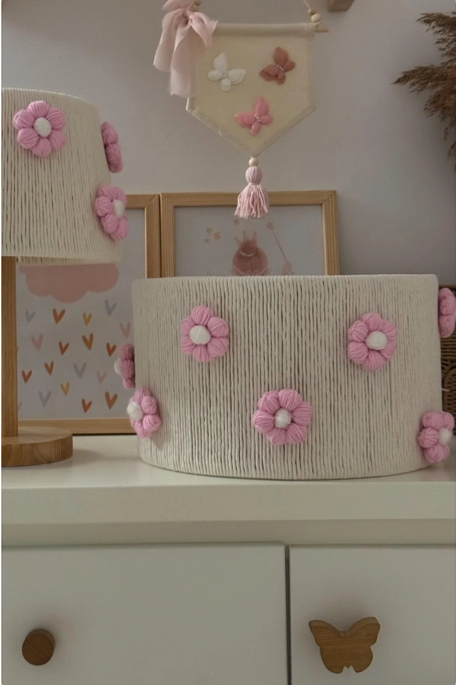 abażur sznurkowy handmade kwiatki