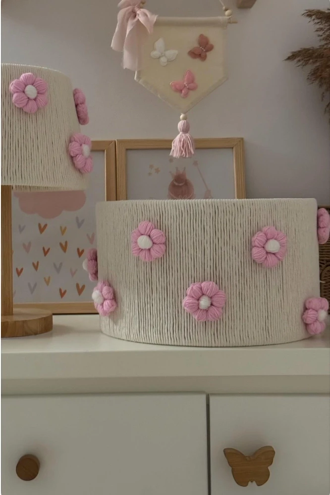 abażur sznurkowy handmade kwiatki