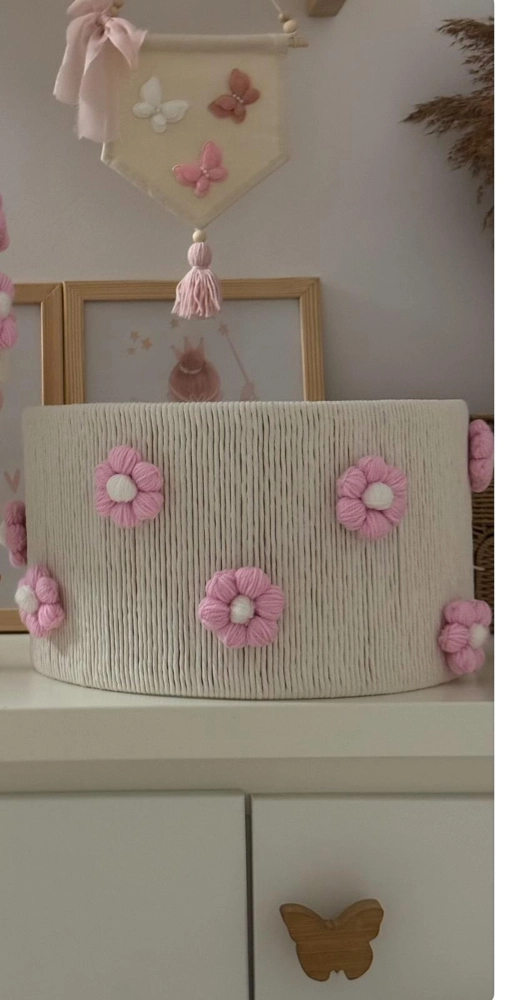 abażur sznurkowy handmade kwiatki