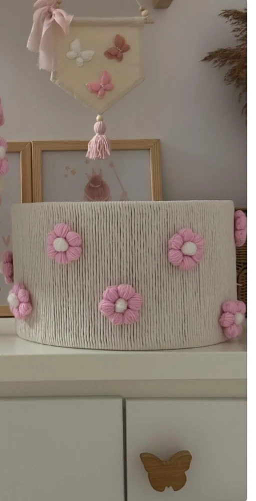 abażur sznurkowy handmade kwiatki