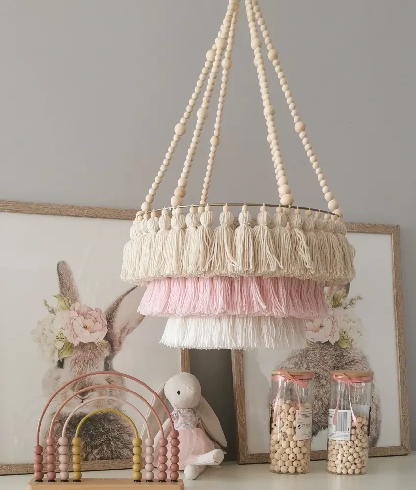 Lampa  abażur  do pokoju dziecka sznurek + koraliki