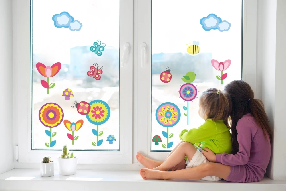 Wiosenna kompozycja naklejek na okno