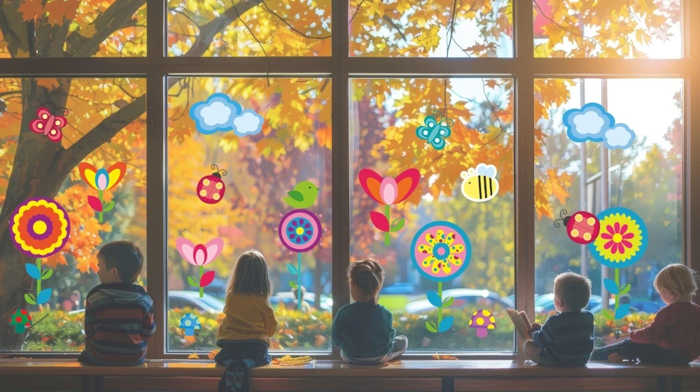 Wiosenna kompozycja naklejek na okno